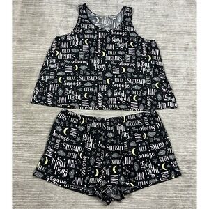Joyspun Pajama Set Womens XL Black Shorts Sleeveless Polyester Blend Sleep Wear
